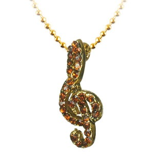 Topaz Crystal Treble Clef Necklace