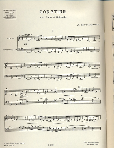 Honegger, Artur: Sonatine (violin & cello)