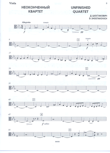 Shostakovich, Dmitri: Unfinished String Quartet (parts)