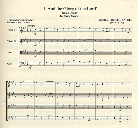Handel, G.F.: Three Choruses from Messiah (string quartet parts and score)