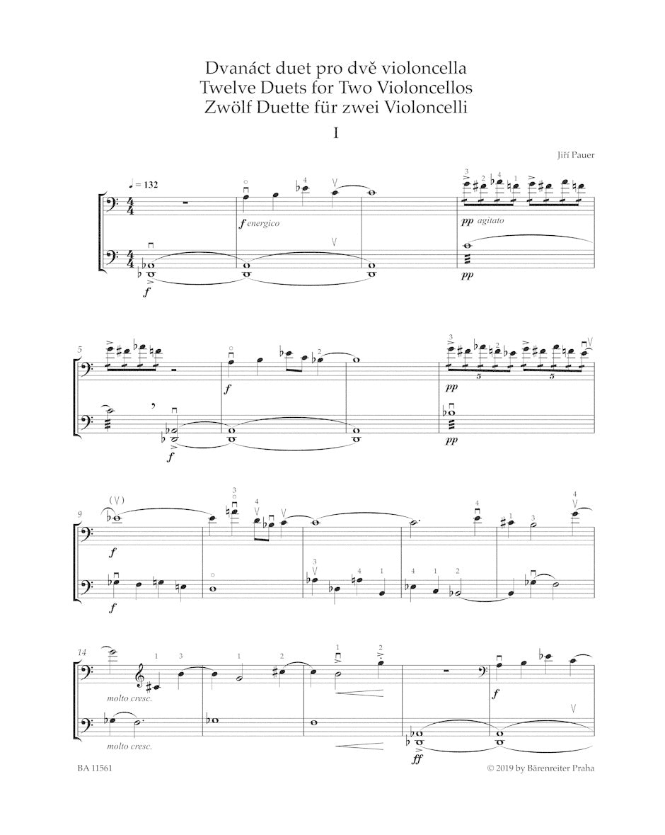 Pauer, Jiri: Twelve duets for 2 Violoncellos (2 cellos) Barenreiter