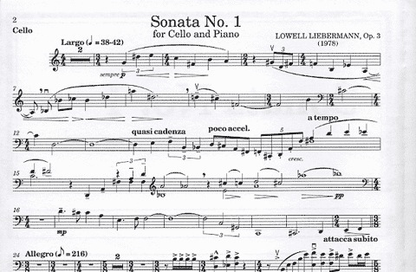 Liebermann, Lowell: Sonata No.1 Op.3 (cello & piano)