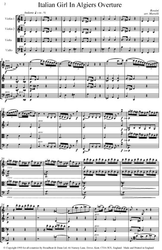 Rossini, Giacomo (Martelli): Italian Girl in Algiers (string quartet)