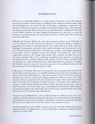 Britten, B.: Double Concerto (Violin, Viola, Piano)