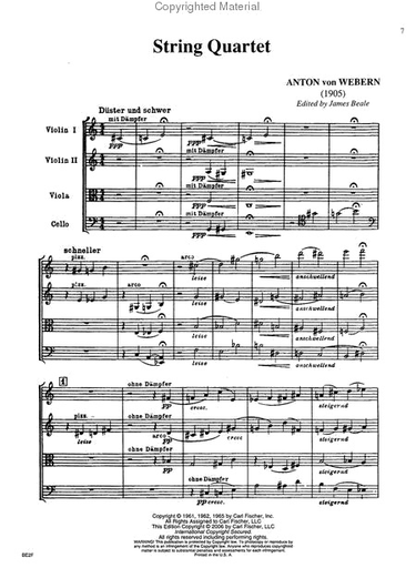 Webern, Anton: String Quartet (1905), score and parts