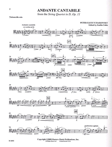 Tchaikovsky, P.I.: Andante Cantabile Op. 11 (cello & piano)