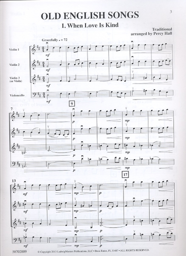 Hall, Percy (arr): Old English Songs for Violin Trio or Mixed String Trio, score & parts