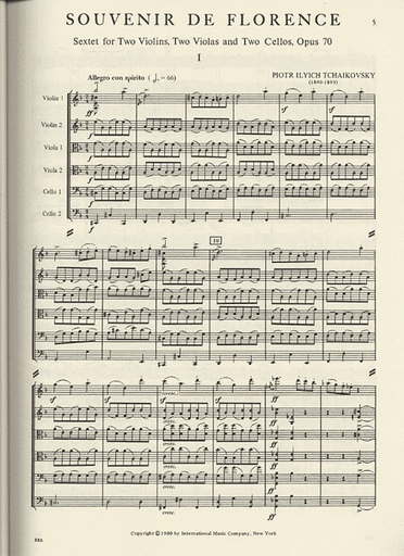 Tchaikovsky, P.I.: (Score) Souvenir de Florence, Op.70 (string sextet)