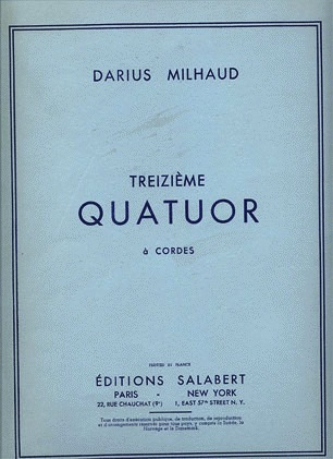 Milhaud, Darius: String Quartet No. 3 (2 violins, viola, cello)