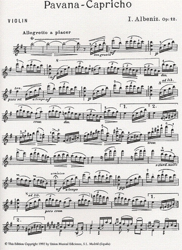 Albeniz, Isaac: Pavana-Capricho Op.12 (violin & piano)