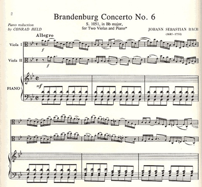 Bach, J.S.: Brandenburg Concerto #6 (2 violas & piano)