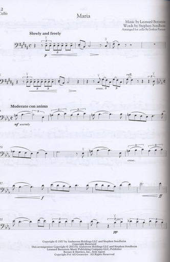 Bernstein, Leonard: West Side Story Instrumental Solos (cello, piano & CD of piano accompaniments) Intermediate to Advanced Level