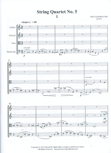 Bolcom, W.: String Quartet, No. 5 (score and parts)