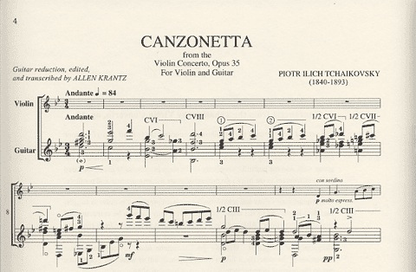 Tchaikovsky, P.: Canzonetta, Op.35 from the Violin Concerto (violin & guitar)