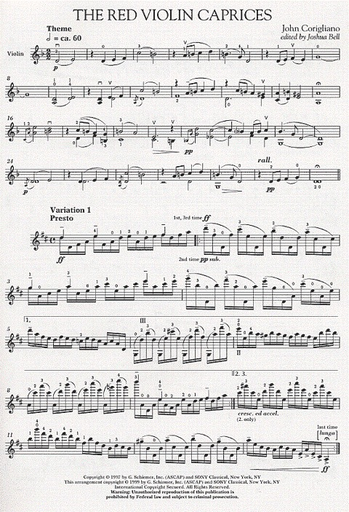 Corigliano: The Red Violin Caprices for Solo Violin