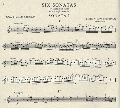Telemann, G.P. (Kaufman): 6 Sonatas (Violin & Piano)