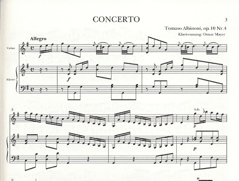 Albinoni, T.: Concerto Op10/4 in g (violin & piano)