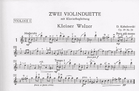 Kabalevsky, Dmitri: Duets (2 violins & piano)