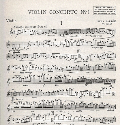 Bartok, B.: Violin Concerto No. 1 op.post. (Violin & Piano)