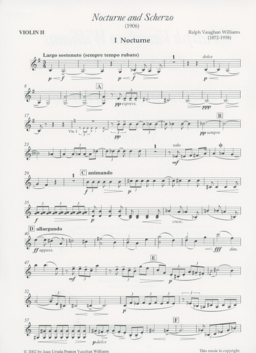 Vaughan Williams: Nocturne & Scherzo for String Quintet (2 violins, 2 violas, cello)