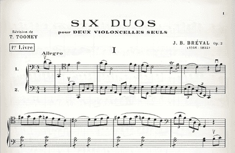 Breval, J.B.: Six Duets for 2 Cellos Alone, Bk.1 (two cellos)
