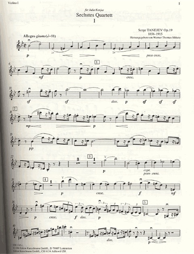 Taneiev, A.: String Quartet No. 6, Op. 19