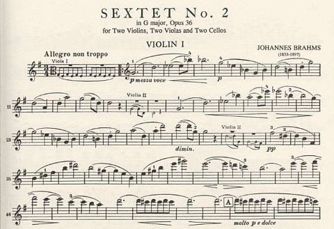 Brahms, Johannes: Sextet No.2 in G major, Op.36 (2 violins, 2 violas, 2 cellos)
