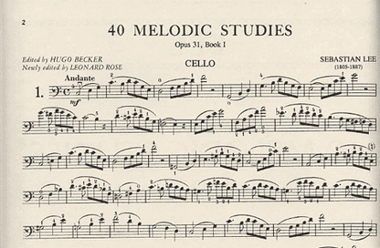 Lee: 40 Melodic Studies, Opus 31: Volume I for cello solo