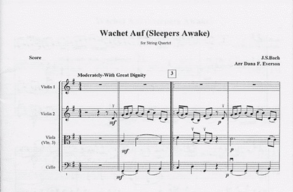 Bach, J.S. (Everson): Wachet Auf (Sleepers Awake) (string quartet)