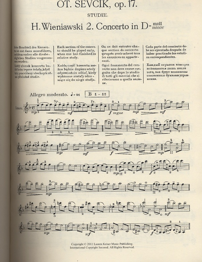 Wieniawski, Henri & Sevcik (Granat).: Violin Concerto in D minor/Studies Op. 17 ( 2 books)