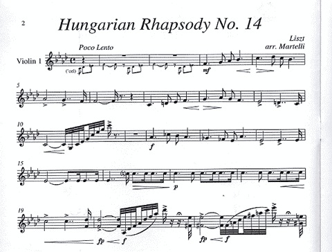 Liszt, Franz (Martelli): Hungarian Rhapsody No. 14 (string quartet)