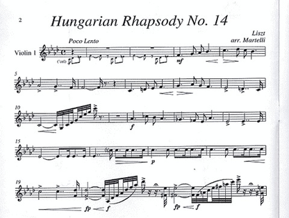 Liszt, Franz (Martelli): Hungarian Rhapsody No. 14 (string quartet)