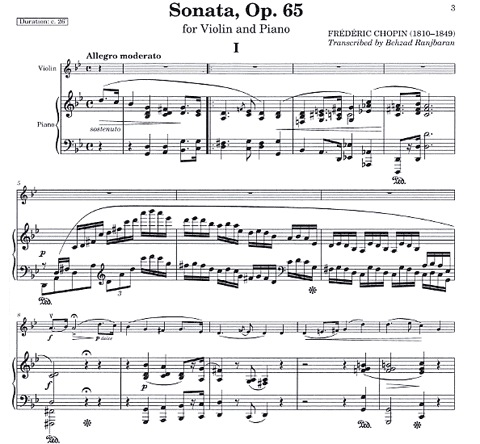 Chopin, Frederic (Ranjbaran): Sonata Op.65 (violin & piano)
