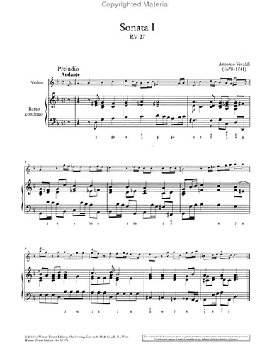 Vivaldi, A.: Sonatas for Violin and Basso Continuo, Op.2 (urtext)(violin, and piano)