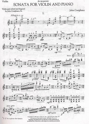 Corigliano, John: Sonata for Violin & Piano
