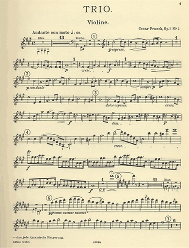 Franck, C.: Trio in F# Major, Op. 1 No.1 (violin, cello & piano)