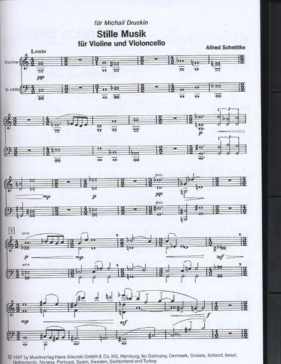 Schnittke, Alfred: Stille Musik (violin & cello) Stille Nacht (violin & piano)