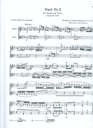 Mozart, W.A.: Two Duets K423-4 for Violin & Viola)