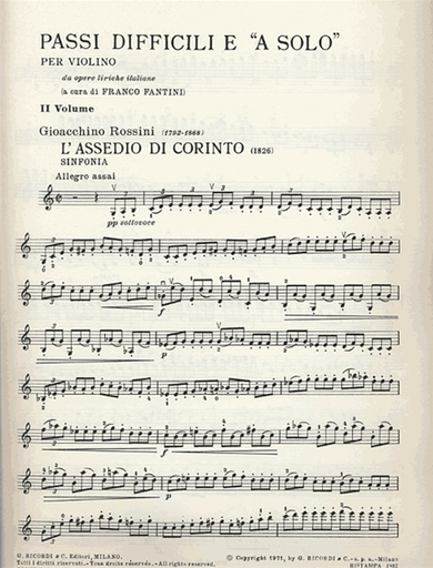 Fantini, Franco: Difficult Passages & Solos for Violin from Italian Opera Bk.1