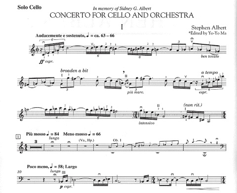 Albert, Stephen: Concerto for Cello & Orchestra (cello & piano)