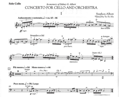 Albert, Stephen: Concerto for Cello & Orchestra (cello & piano)