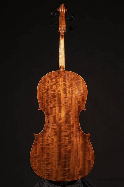 Paolo Vettori cello, 2023, highly figured poplar, Florence | Metzler Violins