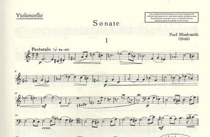 Hindemith, Paul: Sonate 1948 (cello & piano)
