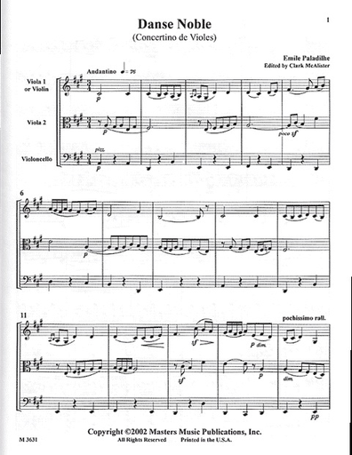 Paladilhe, Emile: Danse Noble (2 violas, cello) (violin, viola, cello) score & parts