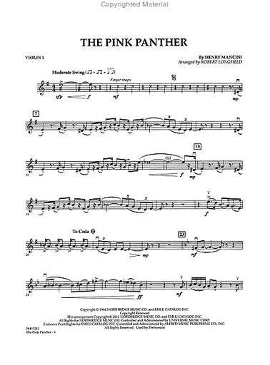 Mancini, Henry: The Pink Panther-Pops for String Quartet (score and parts)