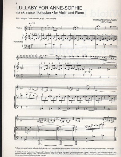 Lutoslawski, Witold: Lullaby for Anne-Sophie (violin & piano)