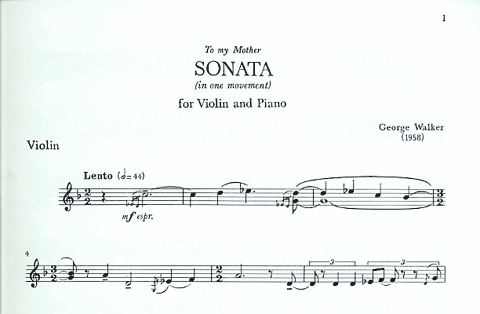 Walker, George: Violin Sonata #1 (violin & piano)