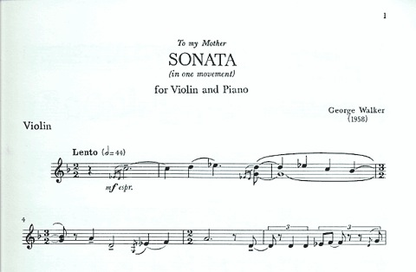 Walker, George: Violin Sonata #1 (violin & piano)