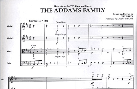 Mizzy, Vic: The Addams Family-Pops for String Quartet (score and parts)
