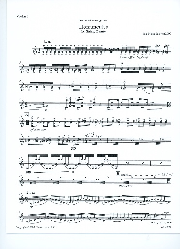 Salonen, E.P.: Homunculus (string quartet, set of parts)